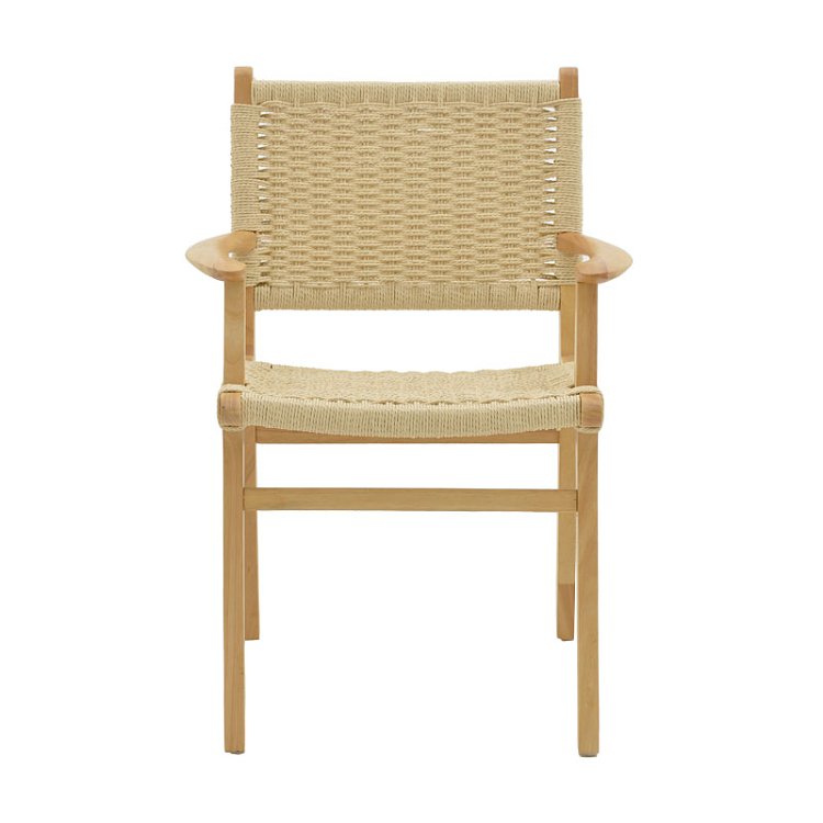 Πολυθρόνα Julien pakoworld rubber wood και σχοινί σε φυσική απόχρωση 62x60x85εκ 263-000006