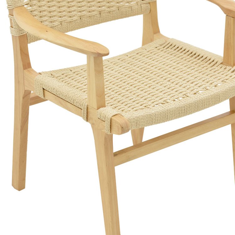 Πολυθρόνα Julien pakoworld rubber wood και σχοινί σε φυσική απόχρωση 62x60x85εκ 263-000006