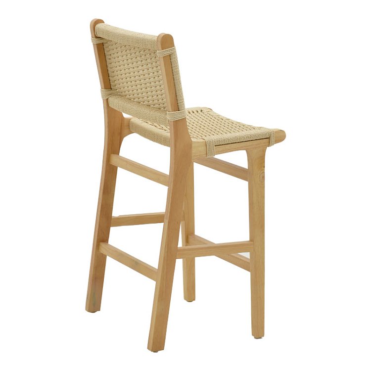 Σκαμπό μπαρ Julien pakoworld rubberwood φυσικό-έδρα φυσικό σχοινί 45x46x95εκ 263-000008
