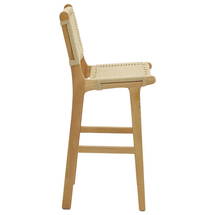Σκαμπό μπαρ Julien pakoworld rubberwood φυσικό-έδρα φυσικό σχοινί 45x46x95εκ 263-000008
