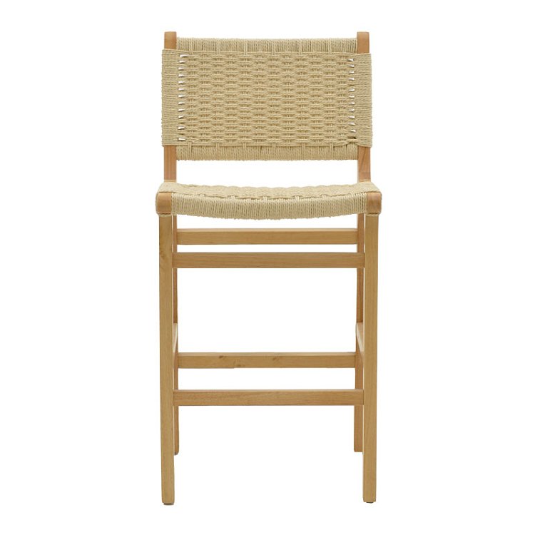 Σκαμπό μπαρ Julien pakoworld rubberwood φυσικό-έδρα φυσικό σχοινί 45x46x95εκ 263-000008