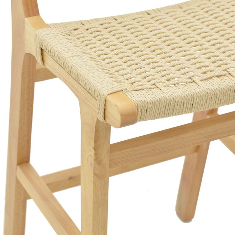 Σκαμπό μπαρ Julien pakoworld rubberwood φυσικό-έδρα φυσικό σχοινί 45x46x95εκ 263-000008