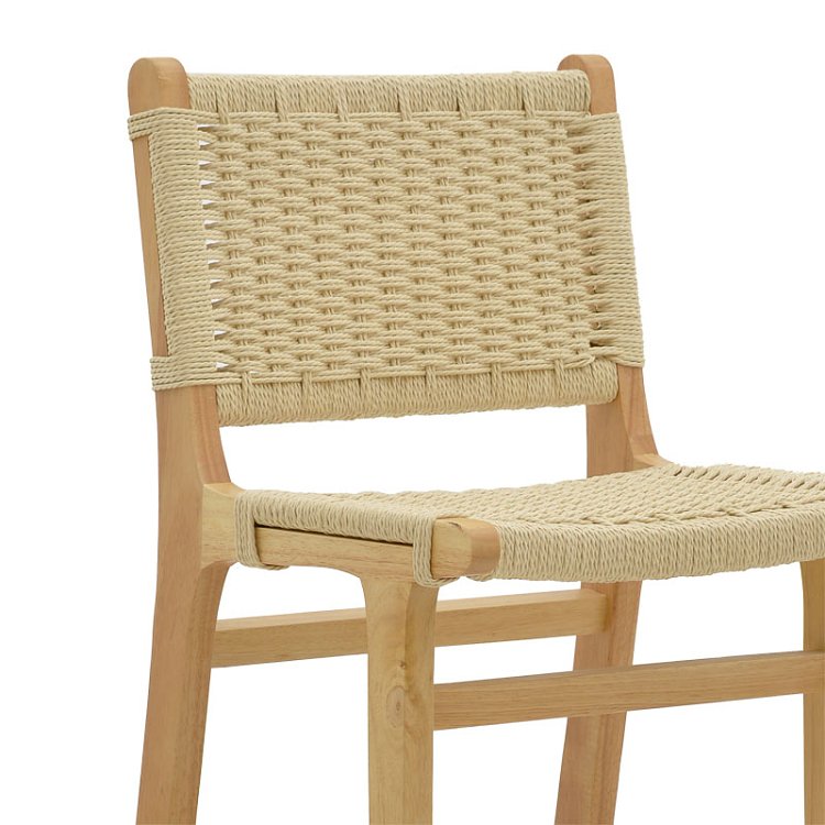 Σκαμπό μπαρ Julien pakoworld rubberwood φυσικό-έδρα φυσικό σχοινί 45x46x95εκ 263-000008