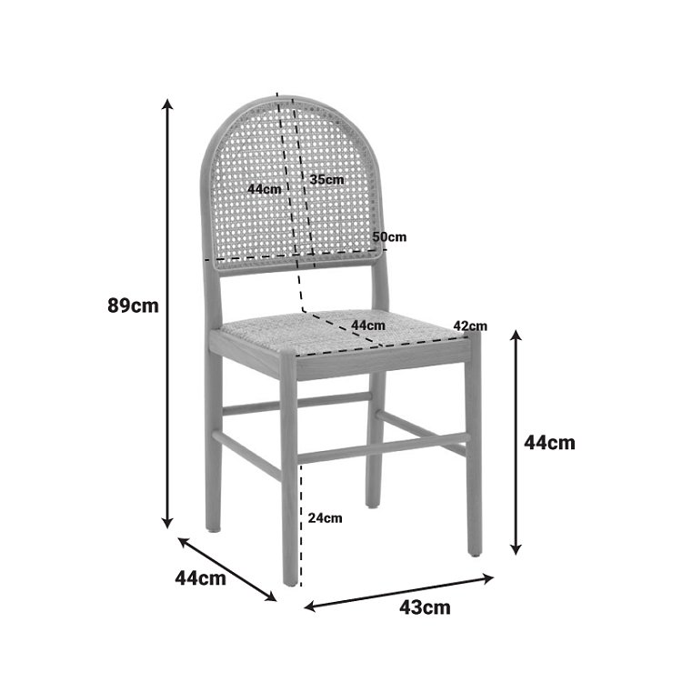 Καρέκλα Alessia pakoworld ξύλο οξιάς-rattan φυσικό 43x44x89εκ 263-000010