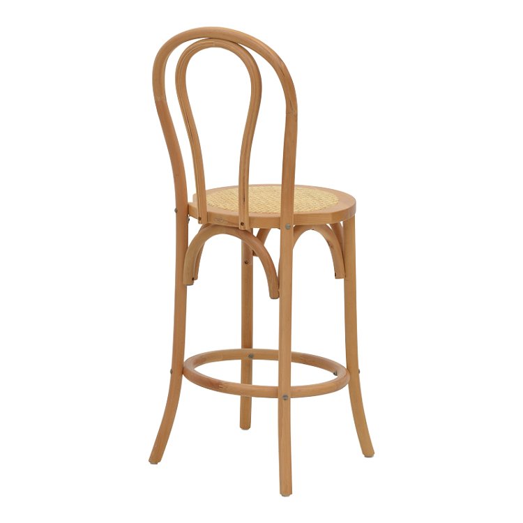Σκαμπό μπαρ Thonet pakoworld φυσικό ξύλο οξιάς-έδρα φυσικό rattan 41x50x105εκ 263-000039