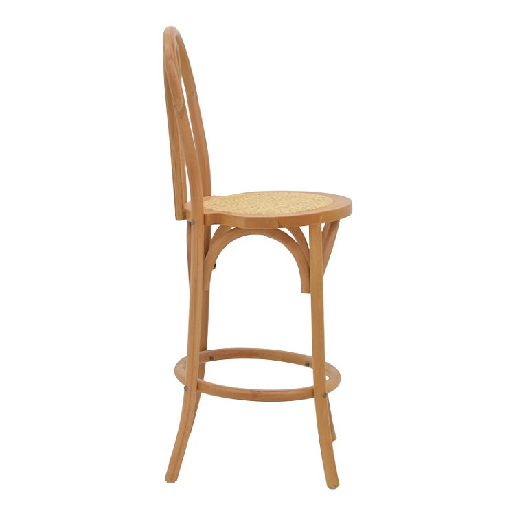 Σκαμπό μπαρ Thonet pakoworld φυσικό ξύλο οξιάς-έδρα φυσικό rattan 41x50x105εκ 263-000039