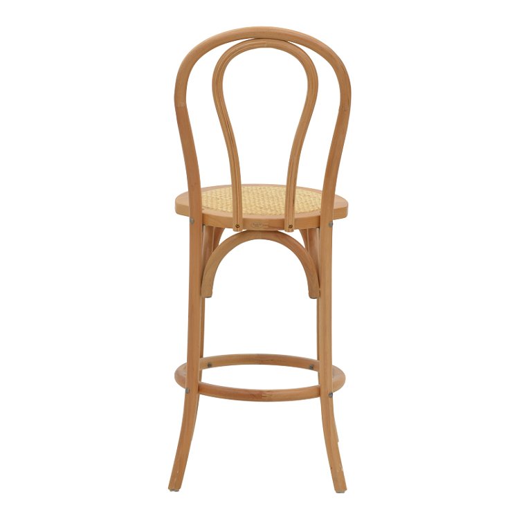Σκαμπό μπαρ Thonet pakoworld φυσικό ξύλο οξιάς-έδρα φυσικό rattan 41x50x105εκ 263-000039