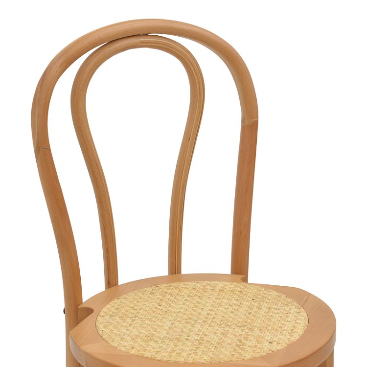 Σκαμπό μπαρ Thonet pakoworld φυσικό ξύλο οξιάς-έδρα φυσικό rattan 41x50x105εκ 263-000039