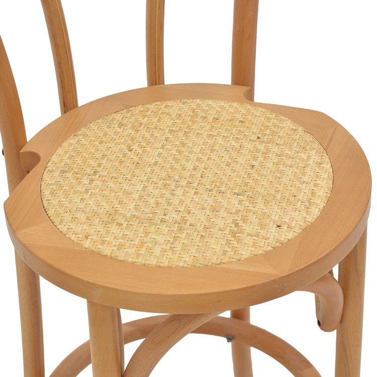 Σκαμπό μπαρ Thonet pakoworld φυσικό ξύλο οξιάς-έδρα φυσικό rattan 41x50x105εκ 263-000039
