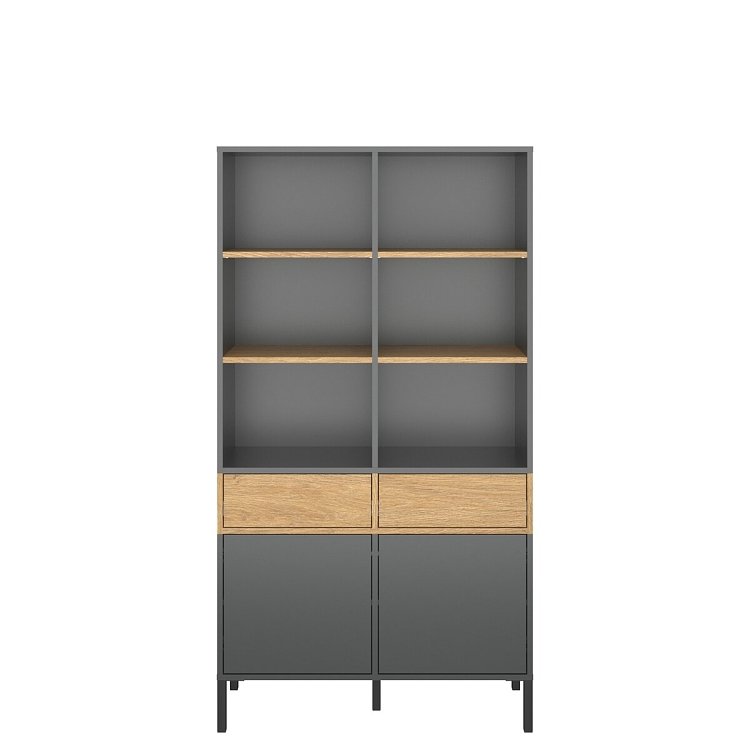 Ραφιέρα Beril 2D2S Ανθρακί-Χρυσό Δρυς 90x42x170cm TO-BERIL2D2S