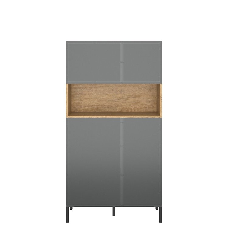 Ραφιέρα Beril Ανθρακί-Χρυσό Δρυς 90x42x170cm TO-BERIL4D
