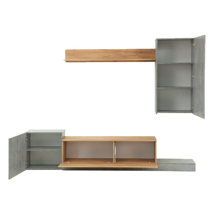 Σύνθεση Τηλεόρασης Lucky 246.3x37x193cm Γκρι-Χρυσό Δρυς TO-LUCKY