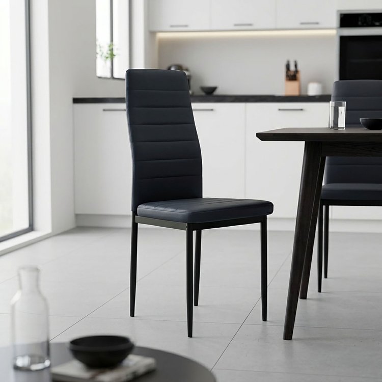 Καρέκλα Parker pakoworld PU ανθρακί-μαύρο πόδι 42x48x98εκ 4τμχ 270-000002