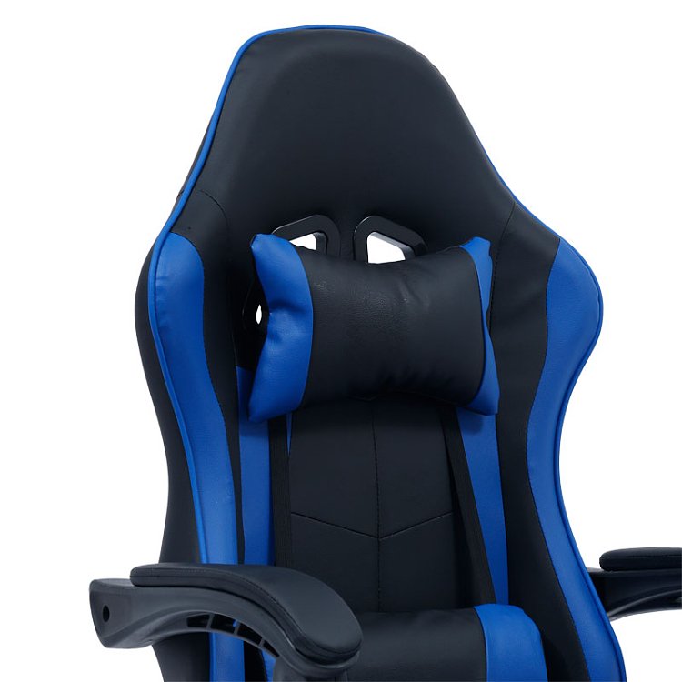 Καρέκλα γραφείου gaming William pakoworld PU μαύρο-μπλε 275-000014
