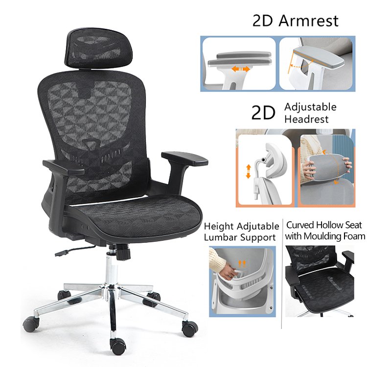 Καρέκλα γραφείου εργασίας Mergi pakoworld μαύρο mesh 62x63x120εκ 275-000019