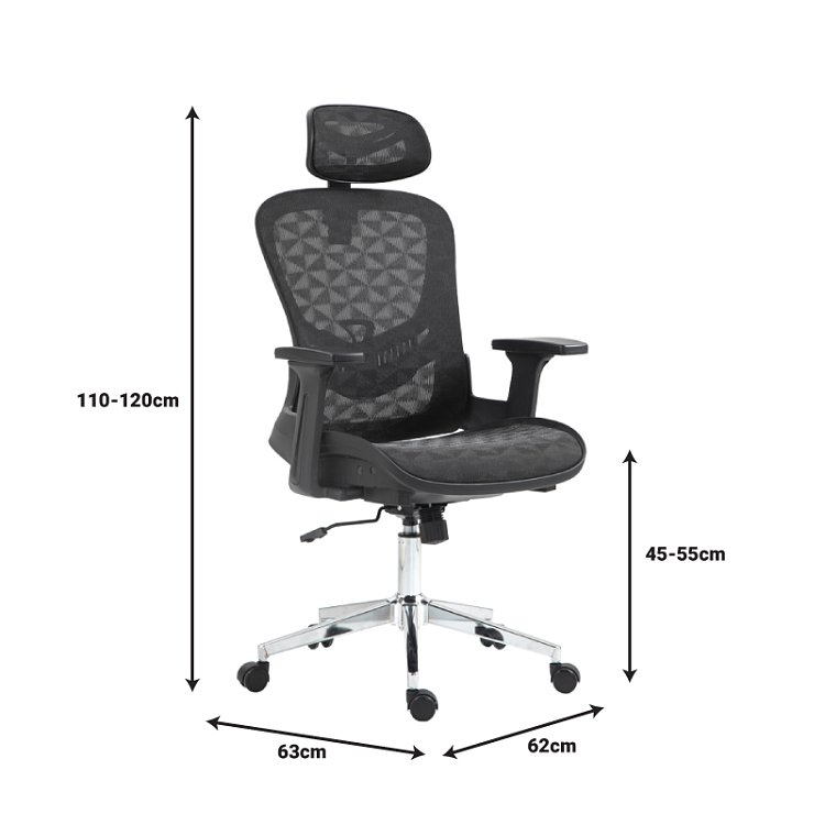 Καρέκλα γραφείου εργασίας Mergi pakoworld μαύρο mesh 62x63x120εκ 275-000019