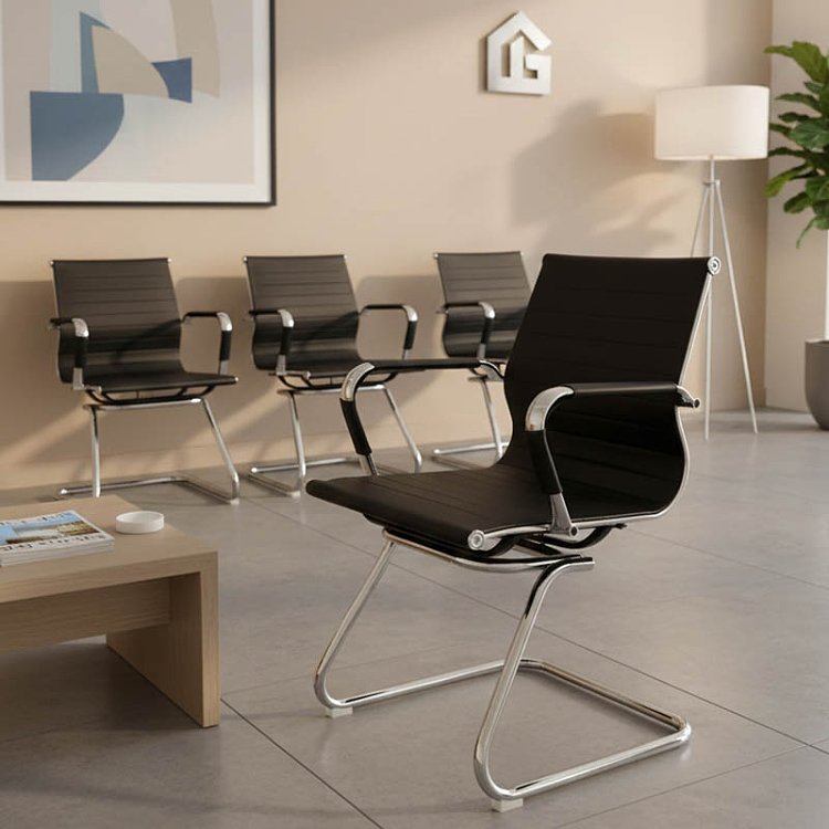 Καρέκλα γραφείου επισκέπτη Valter pakoworld μαύρο pu 55.5x48x88εκ 277-000003