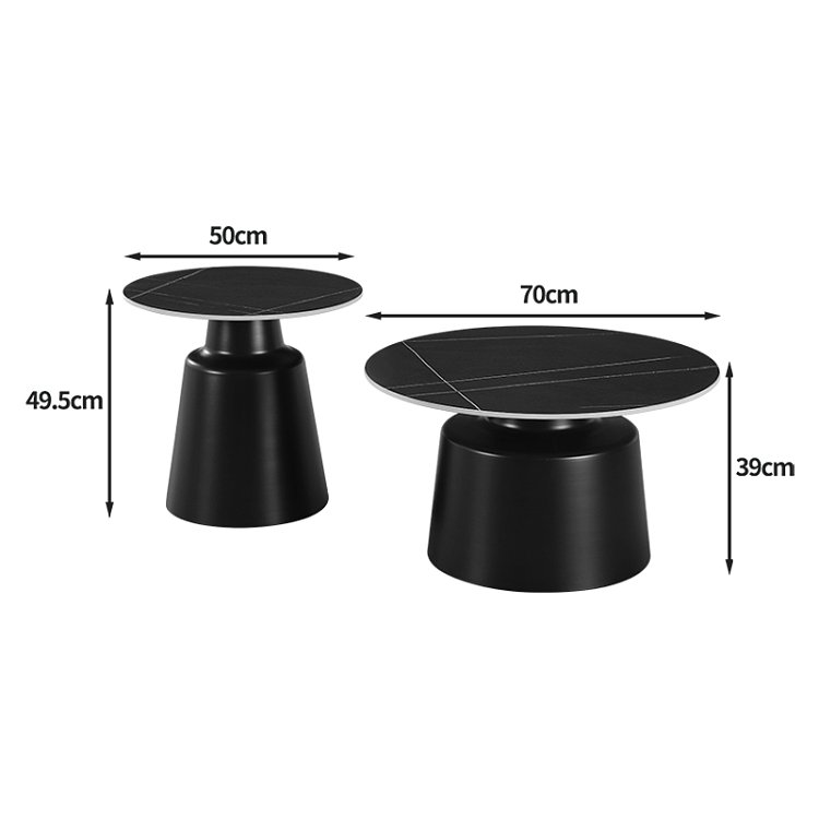 Τραπέζια σαλονιού Sculpt pakoworld σετ 2τεμ μέταλλο cappuccino- sintered stone σε όψης τραβερτίνης 278-000048