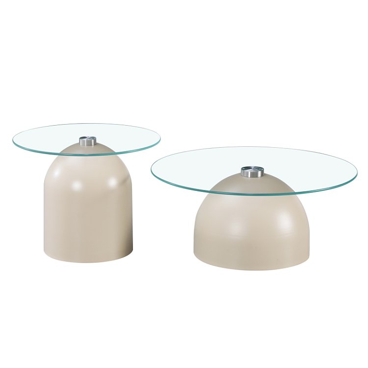 Τραπέζια σαλονιού Barel pakoworld σετ 2τεμ μέταλλο cappuccino- clear glass 278-000059
