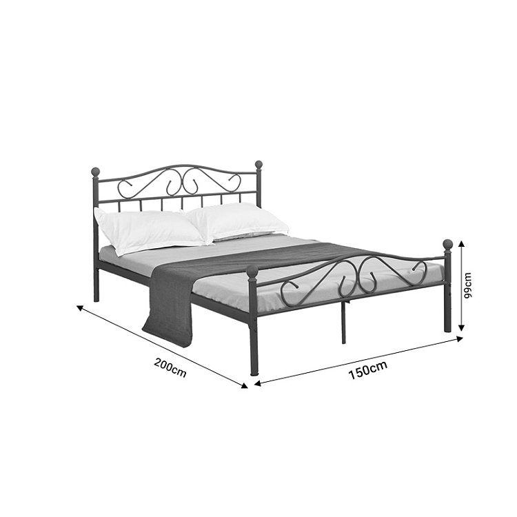Κρεβάτι Yorick pakoworld μαύρο μεταλλικό 150x200εκ 285-000015