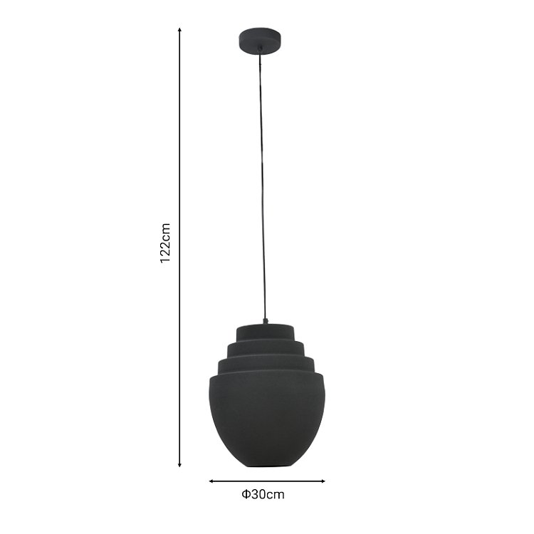 Φωτιστικό οροφής Kelsy Inart E27 μαύρο μέταλλο Φ30x122εκ 287-000012