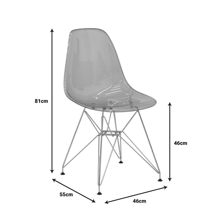 Καρέκλα Adelle pakoworld PP διάφανο γκρι-inox πόδι 46x55x81εκ 292-000015