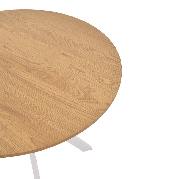 Τραπέζι Xuson pakoworld φυσικό mdf-πόδι λευκό μέταλλο Φ80x75εκ 292-000072