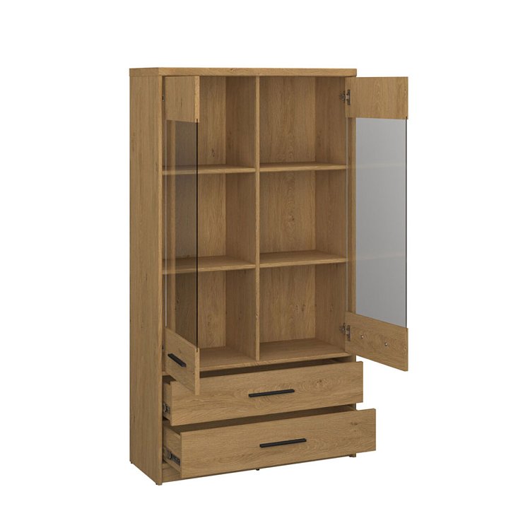 Βιτρίνα Pavi Βελανιδιά με 2 συρτάρια 84.3x33.8x156.4cm TO-PAVI2W2S