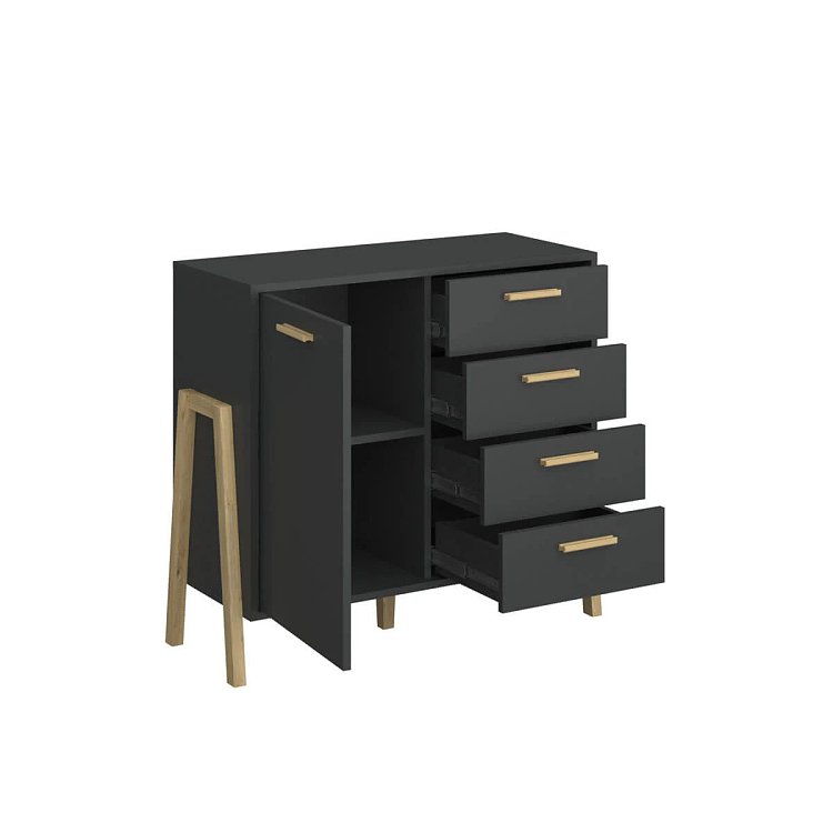 Μπουφές Belle Ανθρακί 102.5x41x91cm TO-BELLEKOM1D4SANTHRACITE