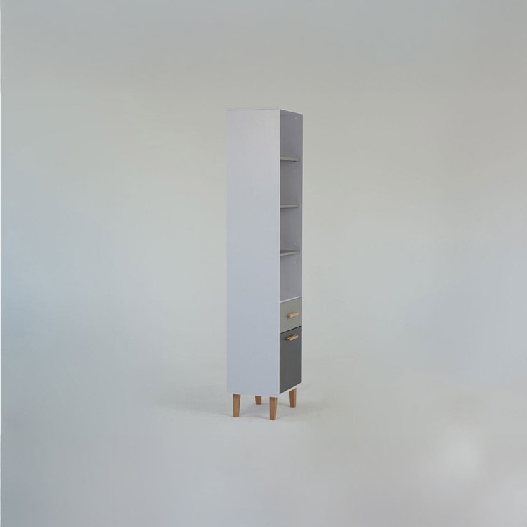 Βιβλιοθήκη Timmy Λευκό-Γραφίτη-Γκρι 46.8x36x199cm TO-TIMMY1D1S