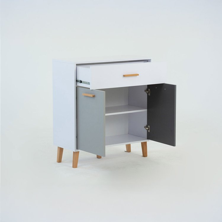Κομότα Timmy Λευκό-Γραφίτη-Γκρι 84x36x92cm TO-TIMMYCHEST2D1S