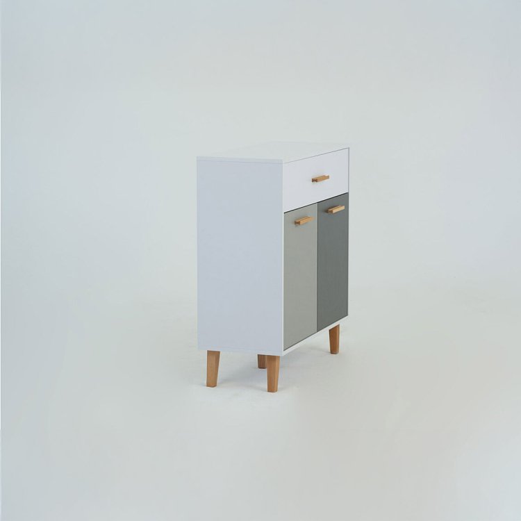 Κομότα Timmy Λευκό-Γραφίτη-Γκρι 84x36x92cm TO-TIMMYCHEST2D1S