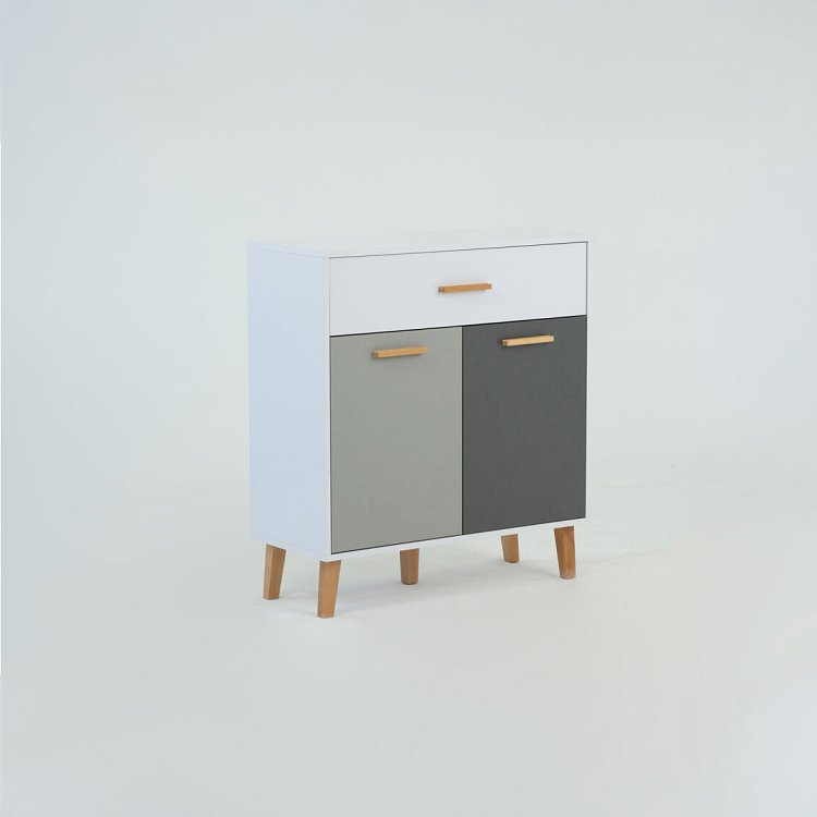 Κομότα Timmy Λευκό-Γραφίτη-Γκρι 84x36x92cm TO-TIMMYCHEST2D1S
