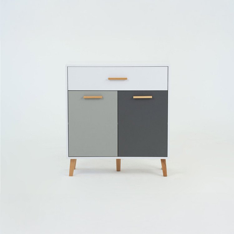 Κομότα Timmy Λευκό-Γραφίτη-Γκρι 84x36x92cm TO-TIMMYCHEST2D1S