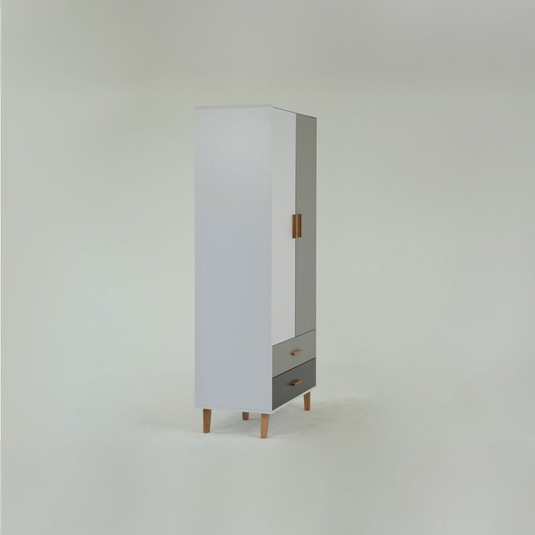 Ντουλάπα Timmy 2D2S Λευκό-Γραφίτη-Γκρι 90x50x199cm TO-TIMMY2D2S