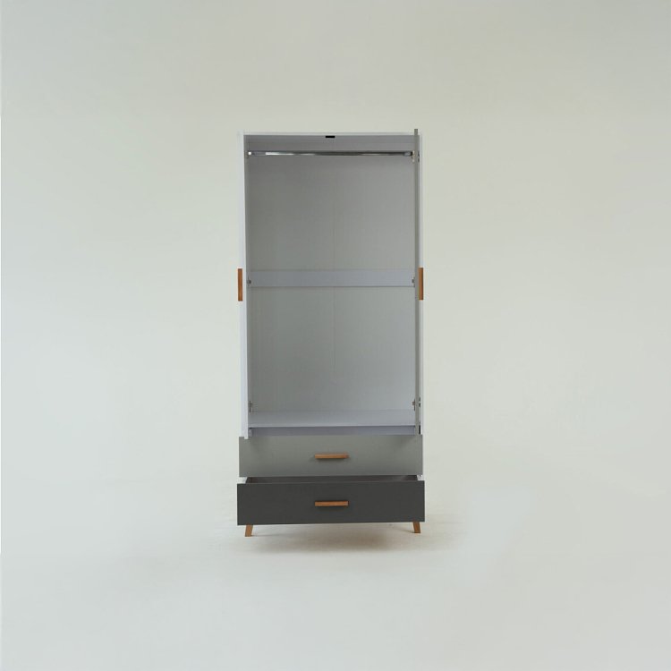 Ντουλάπα Timmy 2D2S Λευκό-Γραφίτη-Γκρι 90x50x199cm TO-TIMMY2D2S