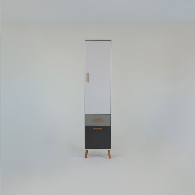Ραφιέρα Timmy 2D1S Λευκό-Γραφίτη-Γκρι 46.8x36x199cm TO-TIMMY2D1S