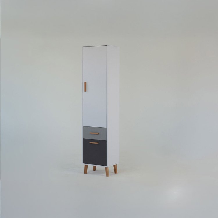 Ραφιέρα Timmy 2D1S Λευκό-Γραφίτη-Γκρι 46.8x36x199cm TO-TIMMY2D1S