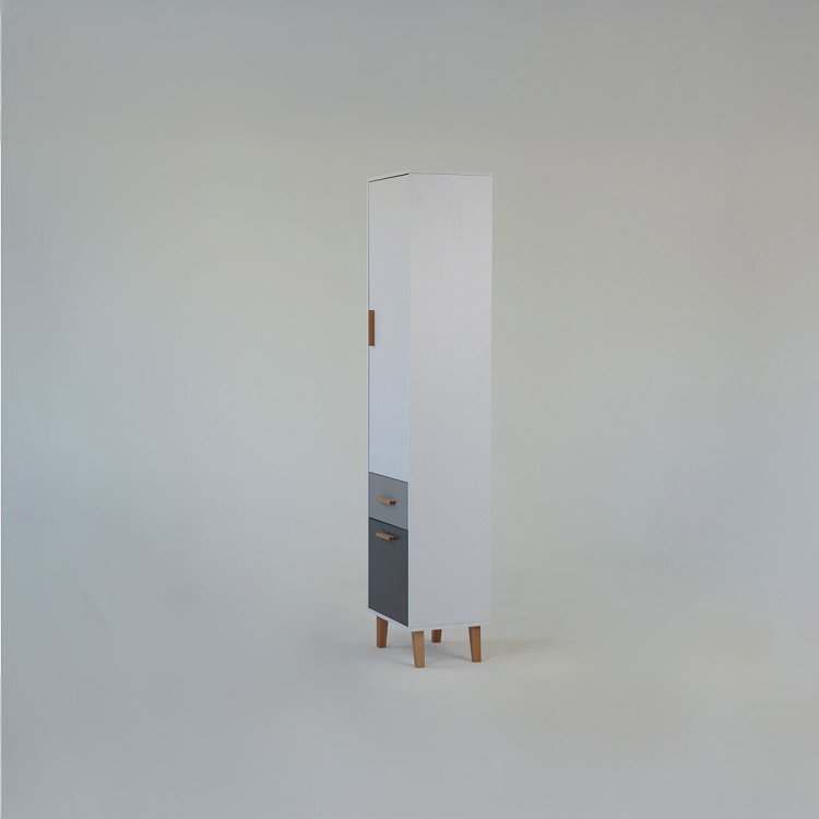 Ραφιέρα Timmy 2D1S Λευκό-Γραφίτη-Γκρι 46.8x36x199cm TO-TIMMY2D1S