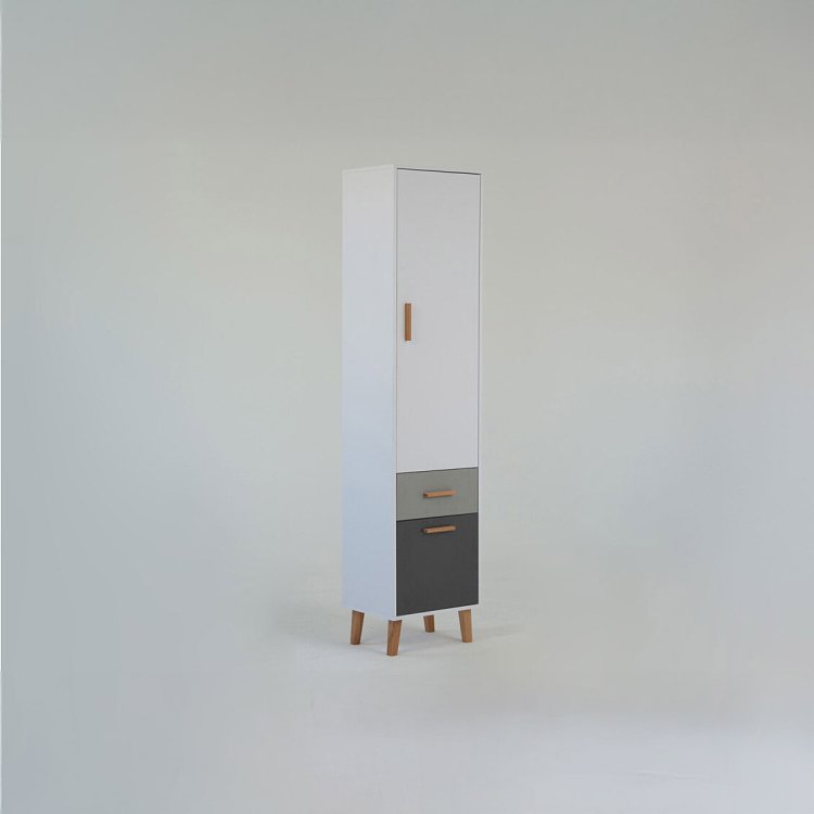 Ραφιέρα Timmy 2D1S Λευκό-Γραφίτη-Γκρι 46.8x36x199cm TO-TIMMY2D1S
