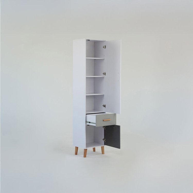 Ραφιέρα Timmy 2D1S Λευκό-Γραφίτη-Γκρι 46.8x36x199cm TO-TIMMY2D1S