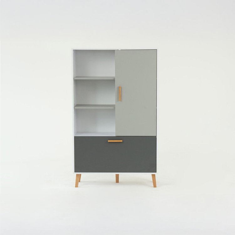 Ραφιέρα Timmy Λευκό-Γραφίτη-Γκρι 90x36x147cm TO-TIMMY1D1K