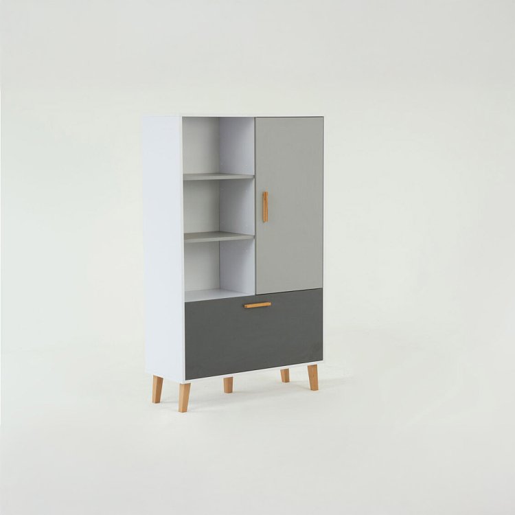Ραφιέρα Timmy Λευκό-Γραφίτη-Γκρι 90x36x147cm TO-TIMMY1D1K