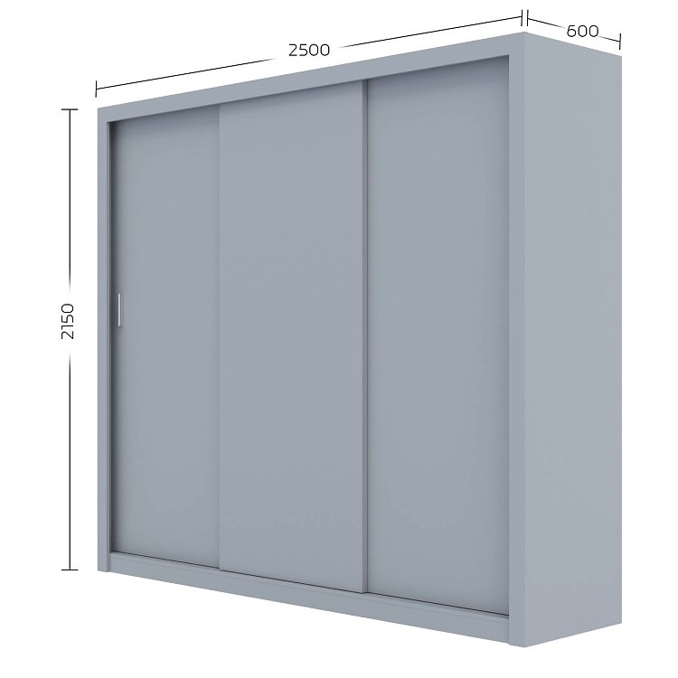 Ντουλάπα Grandio Γκρι 250x60x215cm GR-GRAND-3