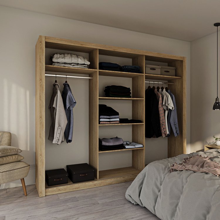 Ντουλάπα Grandio Σονόμα με καθρέφτη 250x60x215cm GR-GRANDMIR