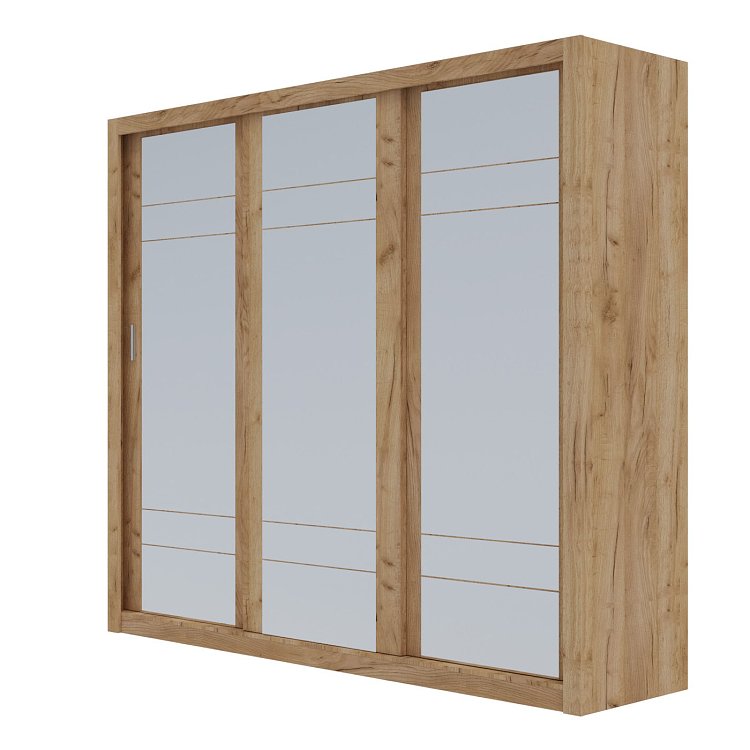 Ντουλάπα Grandio Χρυσό Δρυς με καθρέφτη 250x60x215cm GR-GRANDMIR-2