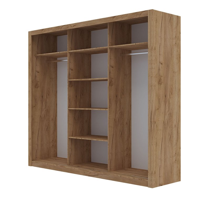 Ντουλάπα Grandio Χρυσό Δρυς με καθρέφτη 250x60x215cm GR-GRANDMIR-2