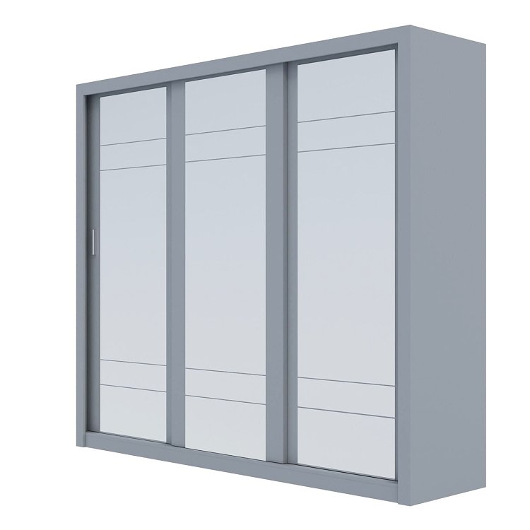 Ντουλάπα Grandio Γκρι με καθρέφτη 250x60x215cm GR-GRANDMIR-3
