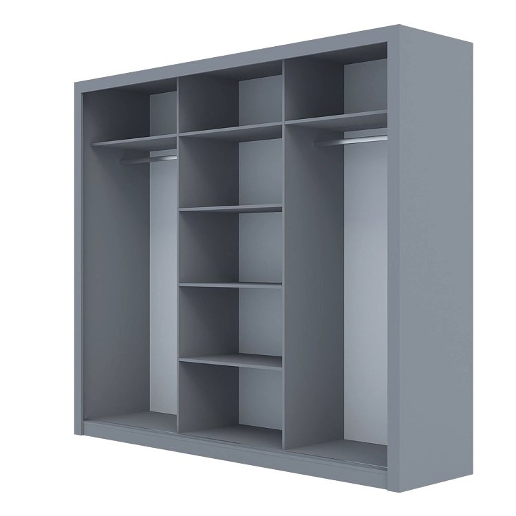 Ντουλάπα Grandio Γκρι με καθρέφτη 250x60x215cm GR-GRANDMIR-3