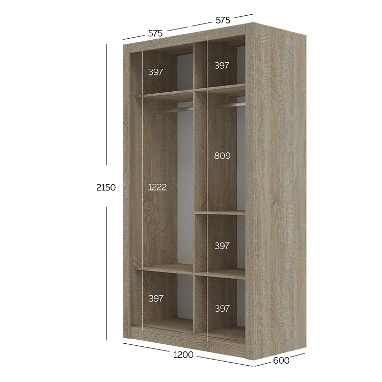 Ντουλάπα Linea Σονόμα 120x60x215cm GR-LINEA